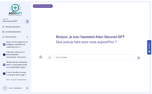 Interface AdeoGPT avant refonte